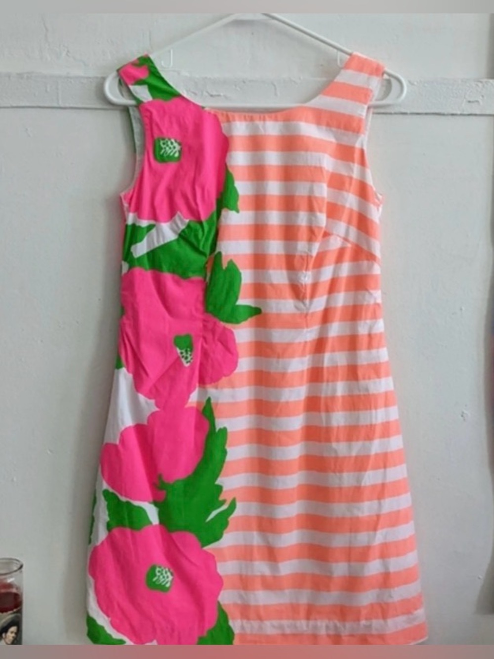 Lilly Pulitzer Women’s Size 12 Coral-White Stripe & Pink-Green Floral Dress